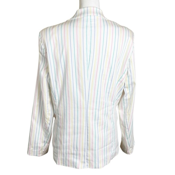 Sag Harbor Blazer Womens Size 14 Pastel Easter Rainbow Stripe Office Work Career - Picture 8 of 11